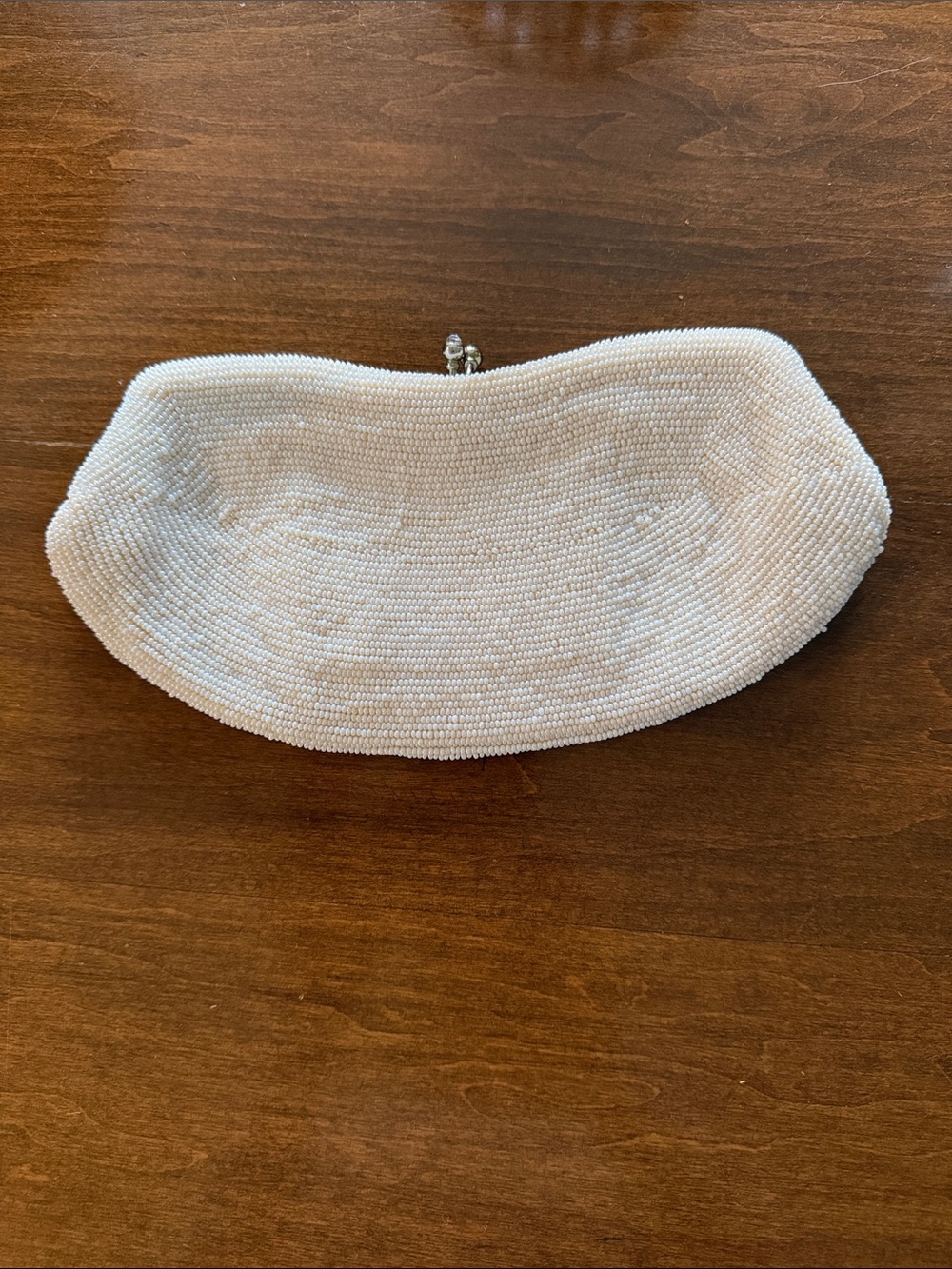 White Hand Beaded Evening Clutch Bag
